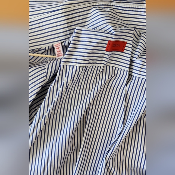 Isaia 42/16.5 blue/white pinstripe - Picture 2 of 3